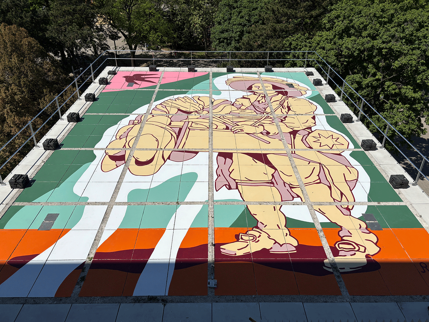 Graffiti auf dem Pavillondach des Wien Museums am Karlsplatz